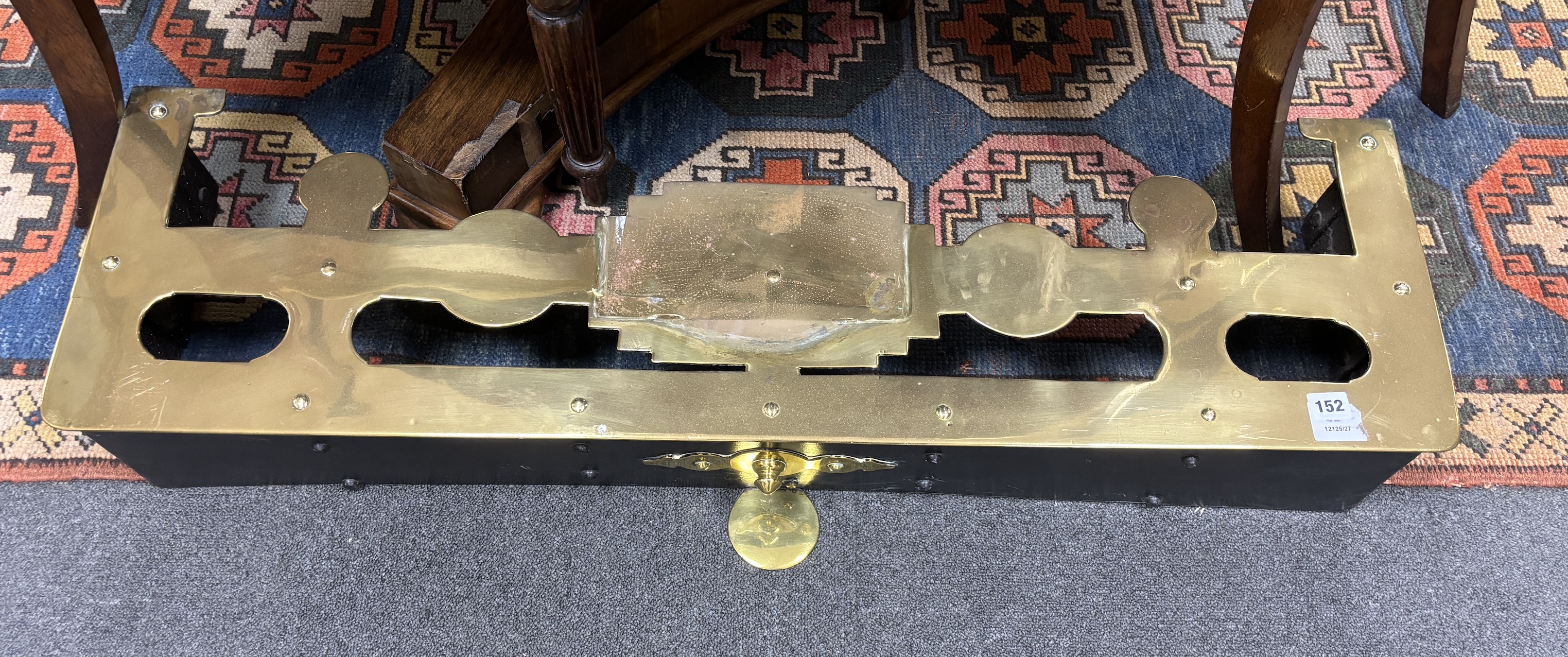 A Victorian brass fender, width 106cm, depth 34cm, height 16cm